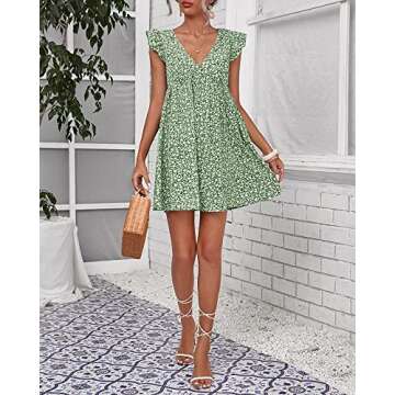 Boho Floral Summer Dress for Women - Ruffle Beach Style