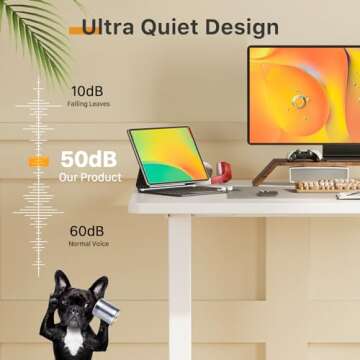 JOY worker Small Electric Standing Desk, 35" x 20" Whole Piece Height Adjustable Desk with Memory Controller, White Sit to Stand Desk Workstation for Home Office