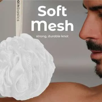 MainBasics Premium Loofah Shower Sponge Set - Soft and Exfoliating