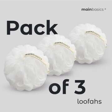 MainBasics Premium Loofah Shower Sponge Set - Soft and Exfoliating