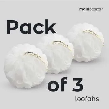 MainBasics Premium Loofah Shower Sponge Set - Soft and Exfoliating