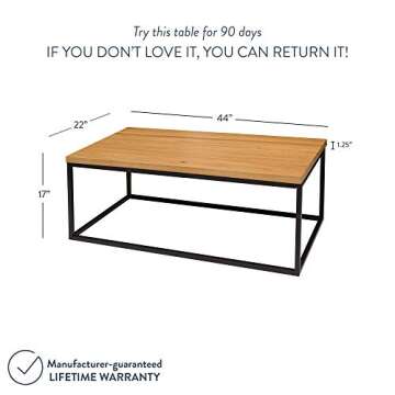 Nathan James Doxa Modern Industrial Coffee Table Wood and Metal Box Frame, Light Brown/Black