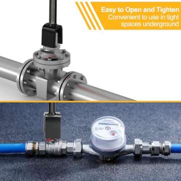 Comfylichi Water Meter Key - 17 Inch Heavy Duty Steel Tool with 4-Way Utility Keys