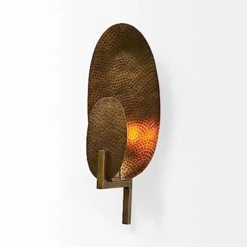 Gold Metal Hammered Oval Wall Sconce Nautical Coastal