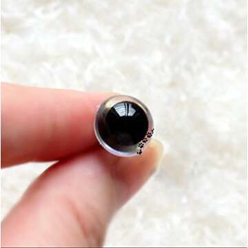 50PCS Clear and Black Plastic Safety Crystal Screw Doll Making Eyes with Washer DIY Sewing Crafting Buttons Craft Supply Puppet Teddy Bear Animal Stuffed Toys(Diameter 12mm)