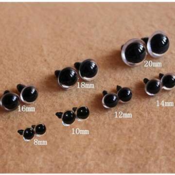 50PCS Clear and Black Plastic Safety Crystal Screw Doll Making Eyes with Washer DIY Sewing Crafting Buttons Craft Supply Puppet Teddy Bear Animal Stuffed Toys(Diameter 12mm)