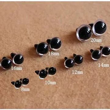 50PCS Clear and Black Plastic Safety Crystal Screw Doll Making Eyes with Washer DIY Sewing Crafting Buttons Craft Supply Puppet Teddy Bear Animal Stuffed Toys(Diameter 12mm)