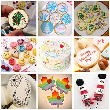 Fanika 12Pcs Edible Markers for Cookie Decorating, Upgrade Double Side Ultra Fine Tip Food Coloring Pens for Cakes Decorating,Fondant,Easter Eggs,Macaron,Frosting - With 3PCS Black Set