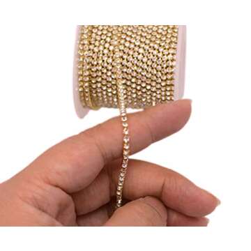 11 Yards 2mm Gold Crystal Rhinestone Close Chain Single Row Trimming Claw Chain Jewelry Crafts DIY (...