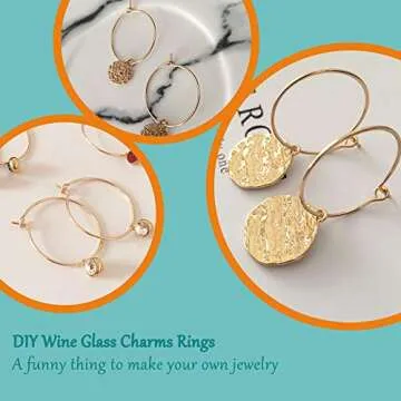 180Pcs Plated Wine Glass Beading Rings,Beading Hoop Rings Ear Wines Earring Hoops for Jewelry Making Craft Art DIY