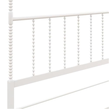 Pemberly Row Parisian Style Metal Canopy Bed Frame in White
