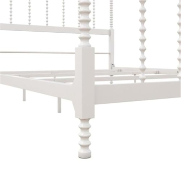 Pemberly Row Parisian Style Metal Canopy Bed Frame in White