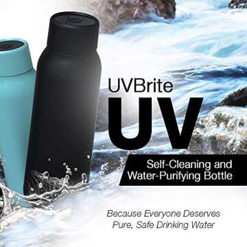 UVBRITE UV self-Cleaning and Water-Purifying Bottle TT-B02-18.6 Ounce Insulated Rechargeable Stainless-Steel Tumbler with Safety Lock Prevents Accidental Exposure Ideal for Outdoor and Emergency use