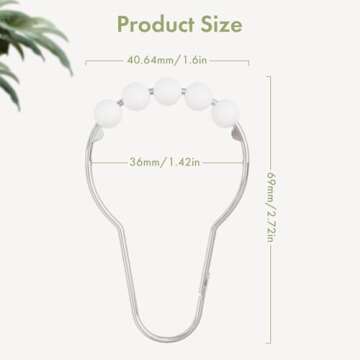 Amazer Shower Curtain Hooks Rings, Decorative Shower Curtain Hooks Rust Proof Stainless Steel Shower Curtain Rings, Shower Rings for Curtain Bathroom Shower Rods Set of 12