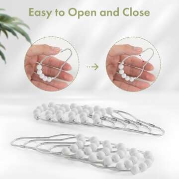 Amazer Shower Curtain Hooks Rings, Decorative Shower Curtain Hooks Rust Proof Stainless Steel Shower Curtain Rings, Shower Rings for Curtain Bathroom Shower Rods Set of 12