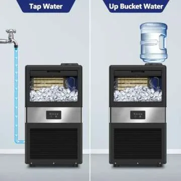 Commercial Ice Maker Machine 70LBS/24H with 10LBS Storage Bin, Stainless Steel Under Counter Large Ice Machine, 2 Water Inlet Modes, Freestanding and Built in Ice Maker for Bars, Home and Offices