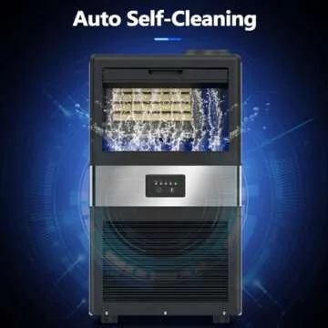 Commercial Ice Maker Machine 70LBS/24H with 10LBS Storage Bin, Stainless Steel Under Counter Large Ice Machine, 2 Water Inlet Modes, Freestanding and Built in Ice Maker for Bars, Home and Offices