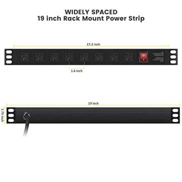 QBA 8 Outlet Rack Mount Power Strip Surge Protector