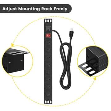 QBA 8 Outlet Rack Mount Power Strip Surge Protector