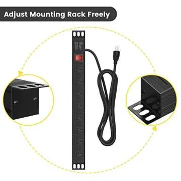 QBA 8 Outlet Rack Mount Power Strip Surge Protector