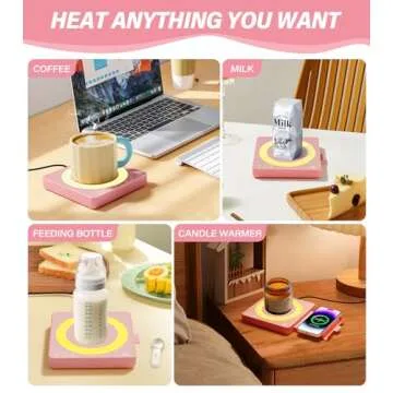 JOWHOL Pink Mug Warmer with Wireless Charger for Workspace