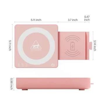 JOWHOL Pink Mug Warmer with Wireless Charger for Workspace