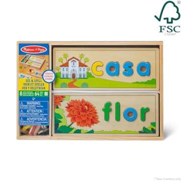 Melissa & Doug Spanish See & Spell Educational Language Learning Toy - FSC Certified