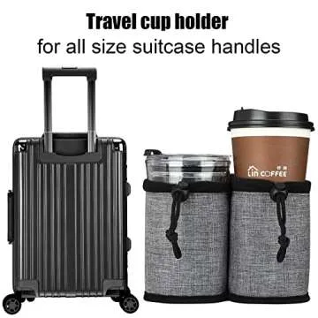 Luggage Cup Holder Travel Essentials Cup Holder, Hands-Free Drink Holder with 2 Coffee Mugs Tighteni...