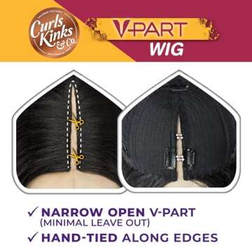 Sensationnel Curls kinksandco vpart wig - unit 2 narrow part glueless natural kinkytexture edged hai...