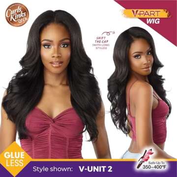 Sensationnel Curls kinksandco vpart wig - unit 2 narrow part glueless natural kinkytexture edged hairline for natural 3c to 4c hair textures (1B OFFBLACK)