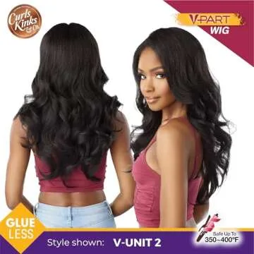 Sensationnel Curls kinksandco vpart wig - unit 2 narrow part glueless natural kinkytexture edged hairline for natural 3c to 4c hair textures (1B OFFBLACK)