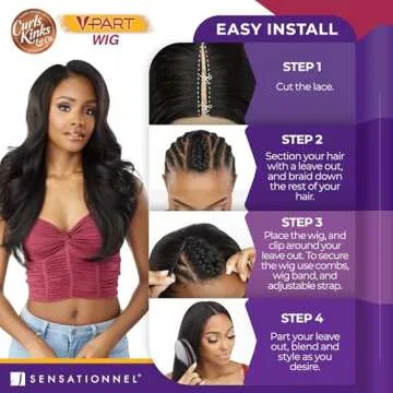 Sensationnel Curls kinksandco vpart wig - unit 2 narrow part glueless natural kinkytexture edged hairline for natural 3c to 4c hair textures (1B OFFBLACK)