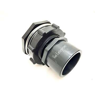 Van Enterprises 1.5" Bulkhead Tank Fitting Adapter with 1.5" SCHEDULE 80 Male Adapter Kit for Rain Barrels, Aquariums, Water Tanks, Ponds