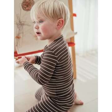 AVAUMA Stripe Pattern Baby Boys Girls Pajama Set Kids Toddler Snug fit Ribbed Sleepwear pjs for Daily Life Style