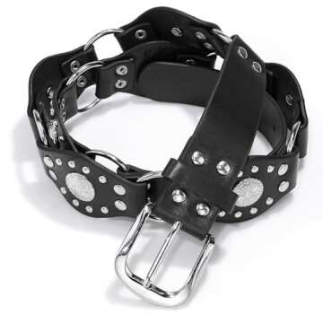 HIQUACC Vintage Rivet Leather Western Belts for Women