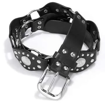 HIQUACC Vintage Rivet Leather Western Belts for Women