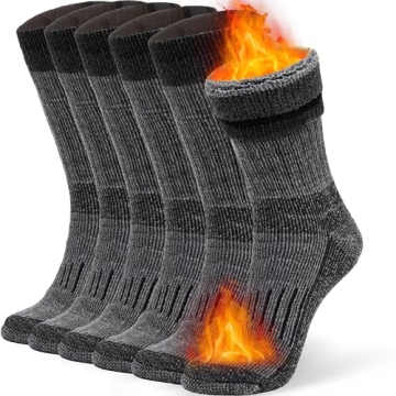 Alvada Warm Thermal Wool Socks for Winter Moisture Wicking and Breathable Cozy Boot Socks Charcoal M...