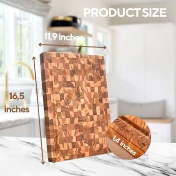 KAIYO Large Teak Wood Cutting Board - Durable & Stylish