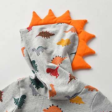 Toddler Infant Baby Boy Clothes Colored Dinosaurs Long Sleeve Hoodie Tops Sweatsuit Pants Outfit Set (12-18 Months)