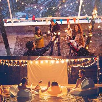 Svater Globe String Lights Outdoor 25 FT, LED Patio Lights with 23 pcs E12 Socket, 25 Pcs G40 1W Clear Glass Bulbs, Hanging Lighting for Cafe Bistro Backyard Indoor, 2700K Warm White