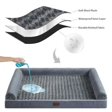 BFPETHOME Dog Beds for Large Dogs, Orthopedic Dog Bed for Medium Large Dogs,Big Waterproof Couch Dog Pet Bed with Removable Washable Cover