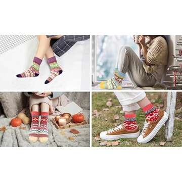 MORECOO Women's Wool Socks - Cozy Winter Gift Socks