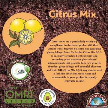 Down to Earth Organic Citrus Fertilizer Mix 6-3-3 for Healthy Trees