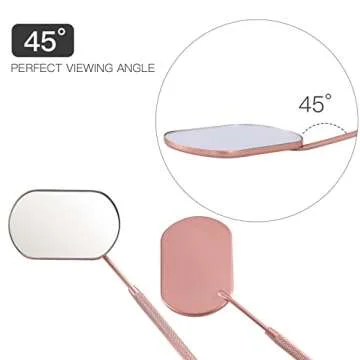 Pretty memory Lash Mirror, 2.2Inches Stainless Steel Makeup Eyelash Mirror, Eyelash Extensions Accessories Supplies, Lash Tech Must Haves (Rose Gold)
