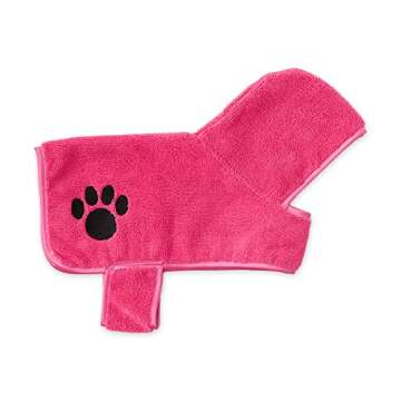 Bone Dry Pet Robe Collection, Embroidered Absorbent Microfiber Bath Robe with Adjustable Closure, fo...