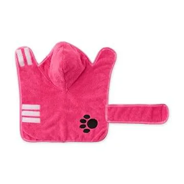 Bone Dry Pet Robe Collection, Embroidered Absorbent Microfiber Bath Robe with Adjustable Closure, for Dogs & Cats, X-Small, Raspberry Sorbet