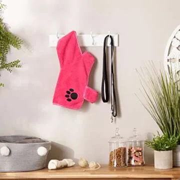 Bone Dry Pet Robe Collection, Embroidered Absorbent Microfiber Bath Robe with Adjustable Closure, for Dogs & Cats, X-Small, Raspberry Sorbet