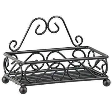 Home Basics Sponge Holder for Sink (Bronze) Scroll Design Kitchen Sponge Holder | with Open Structure and Raised Feet