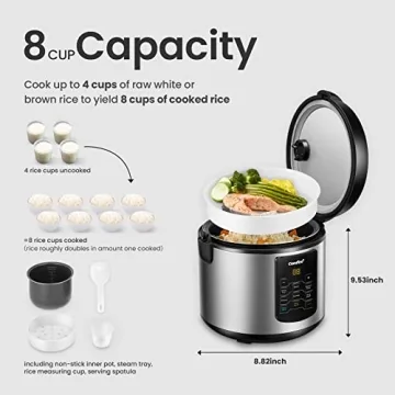 COMFEE 6-in-1 Compact Rice Cooker, 2 QT