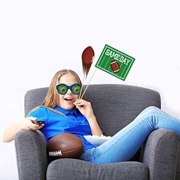 CC HOME Football Photo Booth Props 25Ct,Sports Party Favor for Football Theme Birthday Party,Baby Shower Decorations